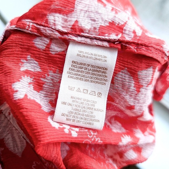 Free People Hendrix Red Floral Boho Peasant Tasseled Blouse Size XS - Picture 8 of 11